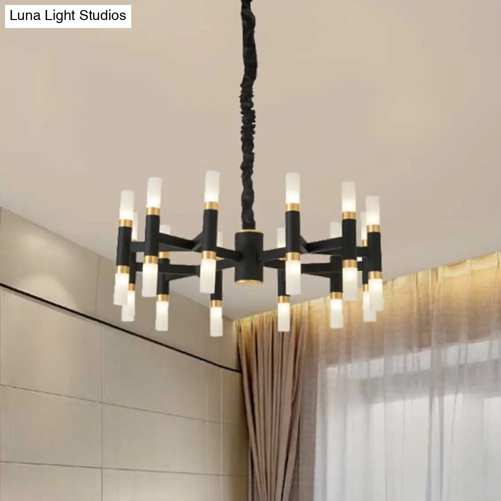 Modern Led Bedroom Chandelier With Iron Shade (24/36/60 Lights) - Black/White Pendant Ceiling Light