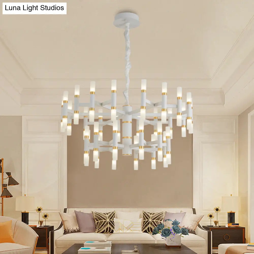 Modern Led Bedroom Chandelier With Iron Shade (24/36/60 Lights) - Black/White Pendant Ceiling Light