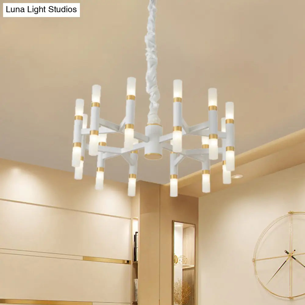 Modern Led Bedroom Chandelier - 24/36/60 Lights Tubular Iron Shade Black/White Pendant