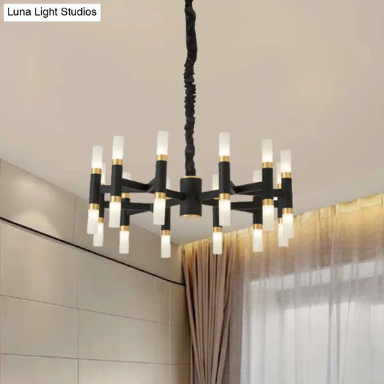 Modern Led Bedroom Chandelier - 24/36/60 Lights Tubular Iron Shade Black/White Pendant