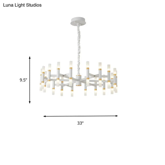 Modern Led Bedroom Chandelier - 24/36/60 Lights Tubular Iron Shade Black/White Pendant