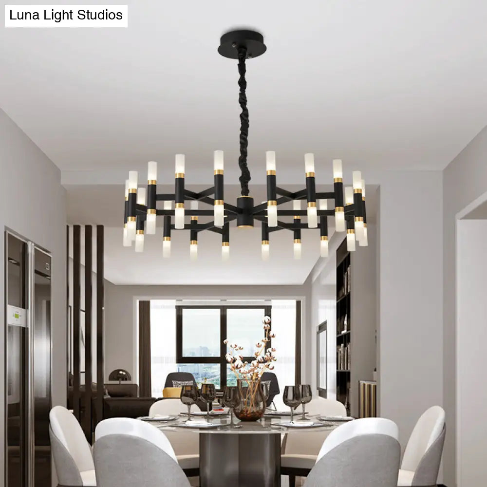 Modern Led Bedroom Chandelier With Iron Shade (24/36/60 Lights) - Black/White Pendant Ceiling Light