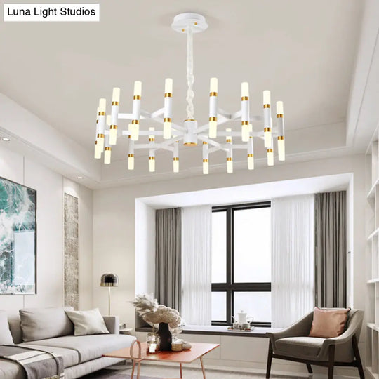 Modern Led Bedroom Chandelier With Iron Shade (24/36/60 Lights) - Black/White Pendant Ceiling Light