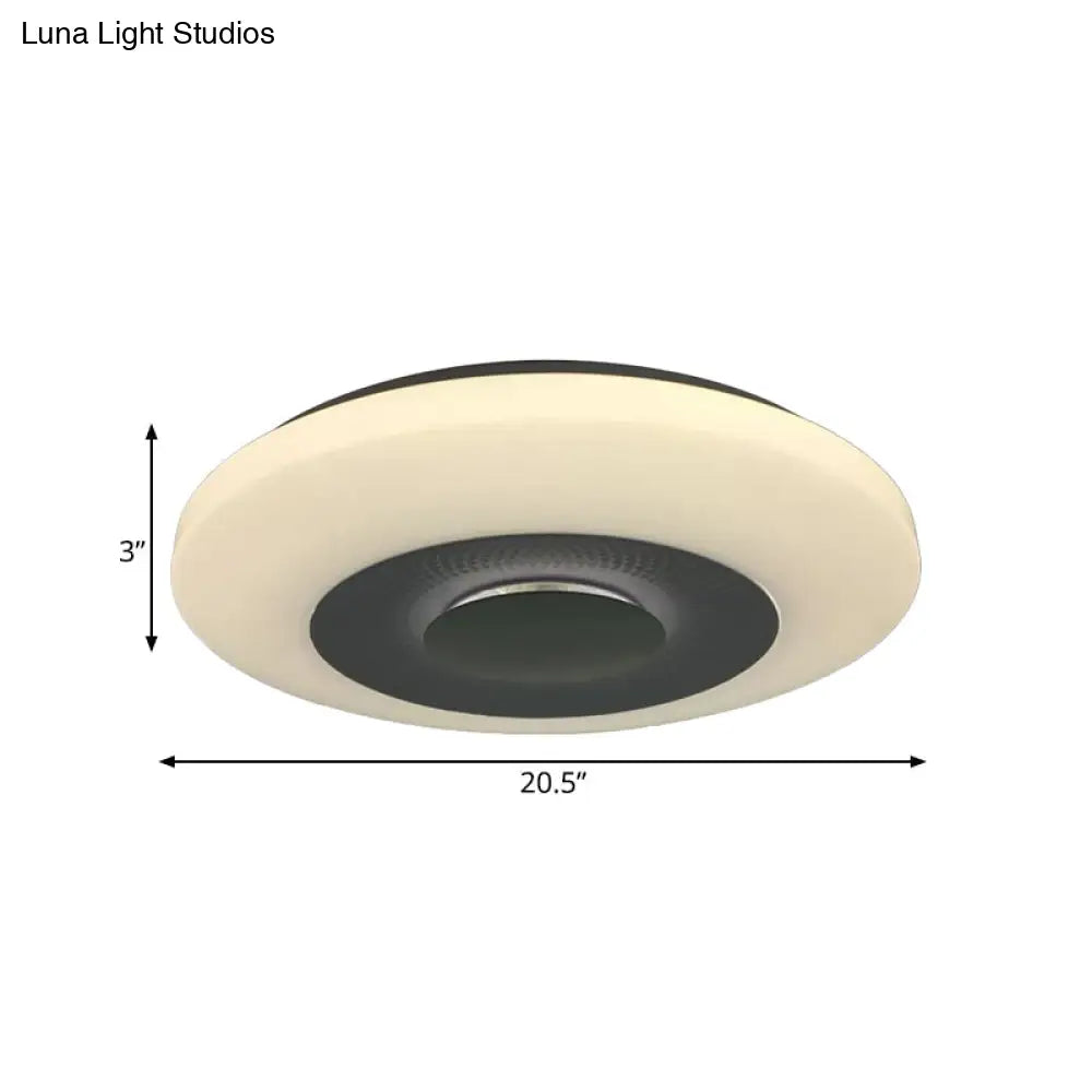 Modern Led Bedroom Flush Mount Fixture With Airship Acrylic Shade In Warm/Natural Light - White