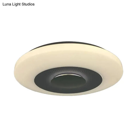 Modern Led Bedroom Flush Mount Fixture With Airship Acrylic Shade In Warm/Natural Light - White