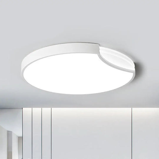 Modern Led Bedroom Flush Mount Lighting With White/Black Metal Shade And Diffused Warm Light White /