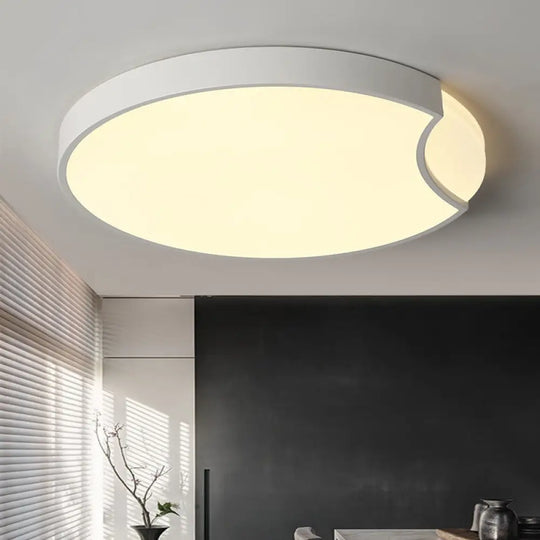 Modern Led Bedroom Flush Mount Lighting With White/Black Metal Shade And Diffused Warm Light White /