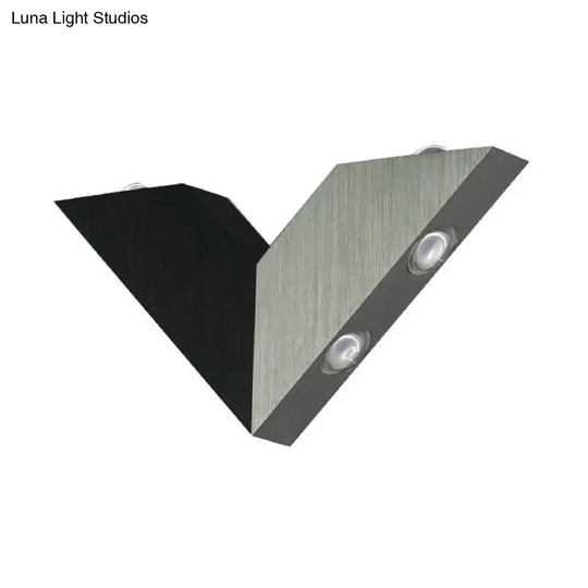 Modern Led Bedroom Wall Light With Geometric Metal Shade In Warm/White - Black & White