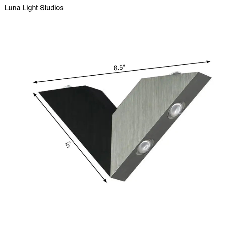 Modern Led Bedroom Wall Light With Geometric Metal Shade In Warm/White - Black & White