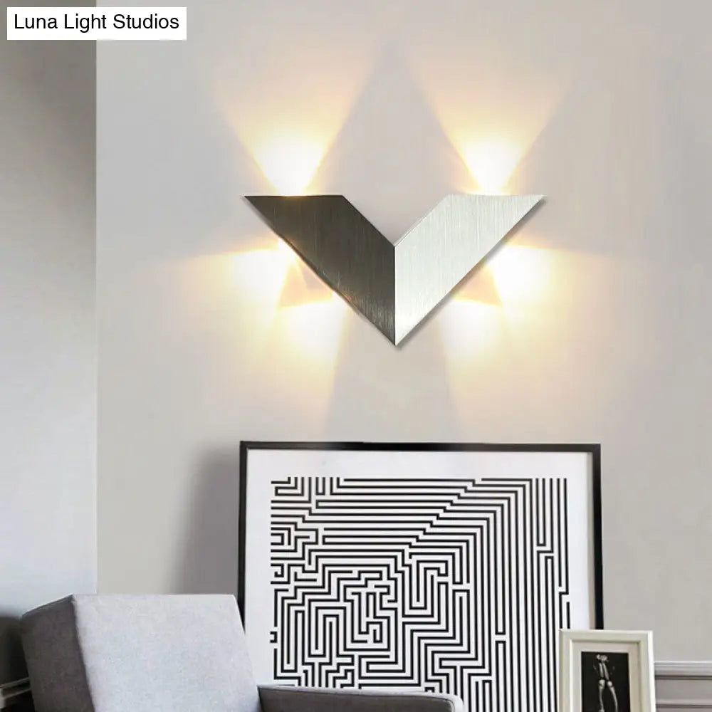 Modern Led Bedroom Wall Light With Geometric Metal Shade In Warm/White - Black & White