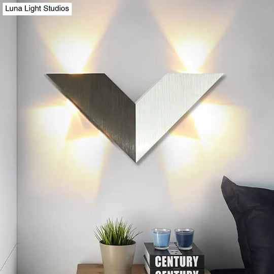 Modern Led Bedroom Wall Light With Geometric Metal Shade In Warm/White - Black & White