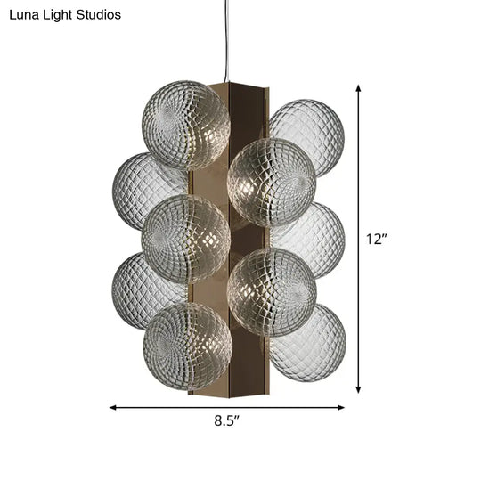 Modern Led Bedside Pendant Brass Chandelier With Clear Bubble Glass Shade