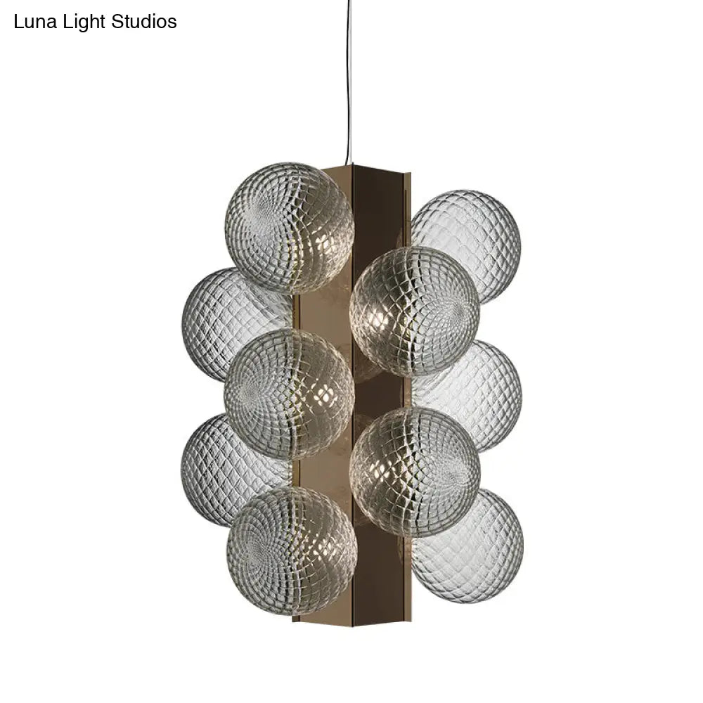 Modern Led Brass Chandelier With Bubble Clear Glass Shade - Bedside Pendant Light