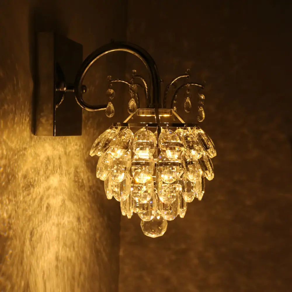 Modern Led Bedside Sconce Lamp With Crystal Artichoke Design In Chrome