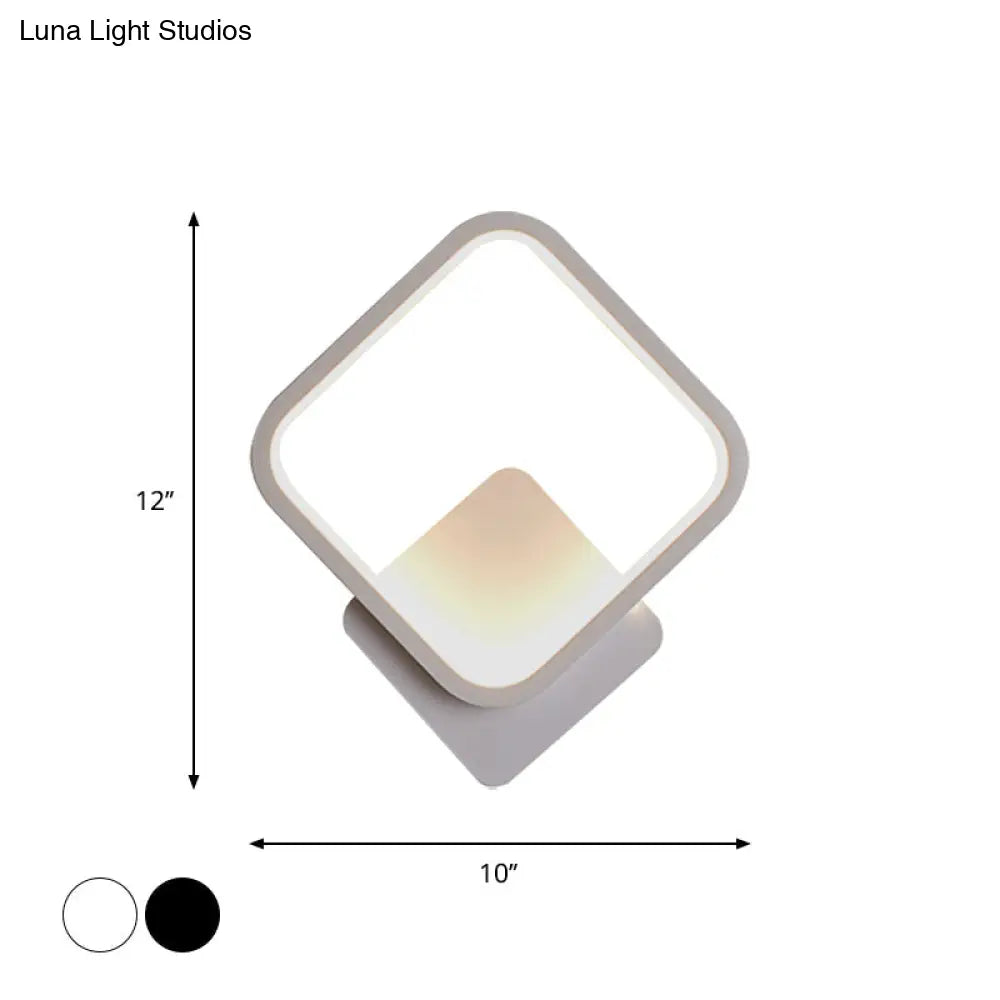 Modern Led Bedside Wall Light - Aluminum Minimalistic Sconce Lighting In Black/White 8/10/12.5 Dia