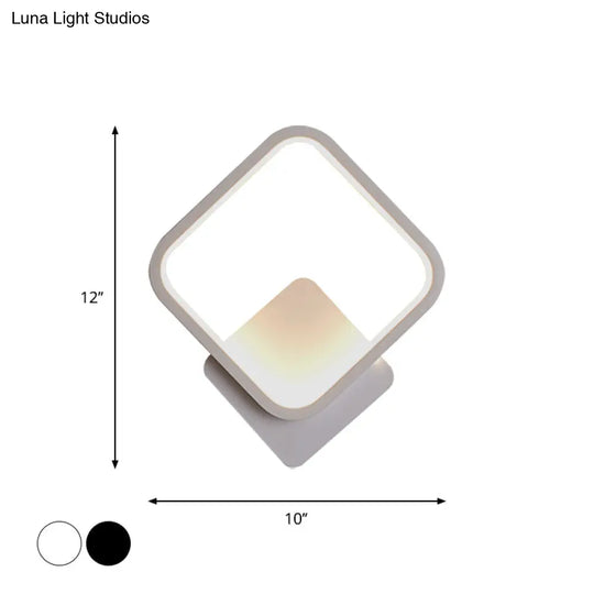 Modern Led Bedside Wall Light - Aluminum Minimalistic Sconce Lighting In Black/White 8/10/12.5 Dia