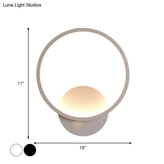 Modern Led Bedside Wall Light - Aluminum Minimalistic Sconce Lighting In Black/White 8/10/12.5 Dia