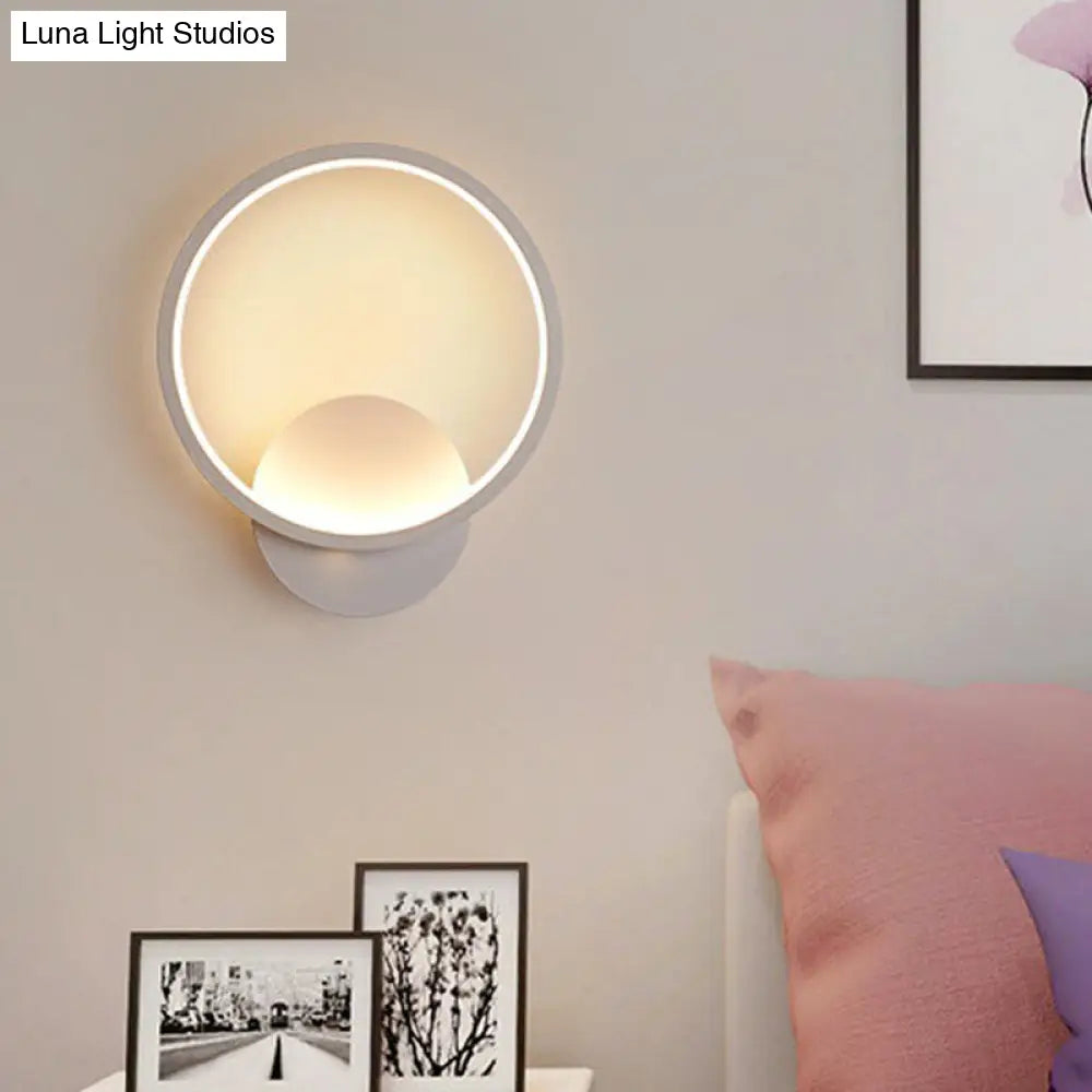 Modern Led Bedside Wall Light - Aluminum Minimalistic Sconce Lighting In Black/White 8/10/12.5 Dia