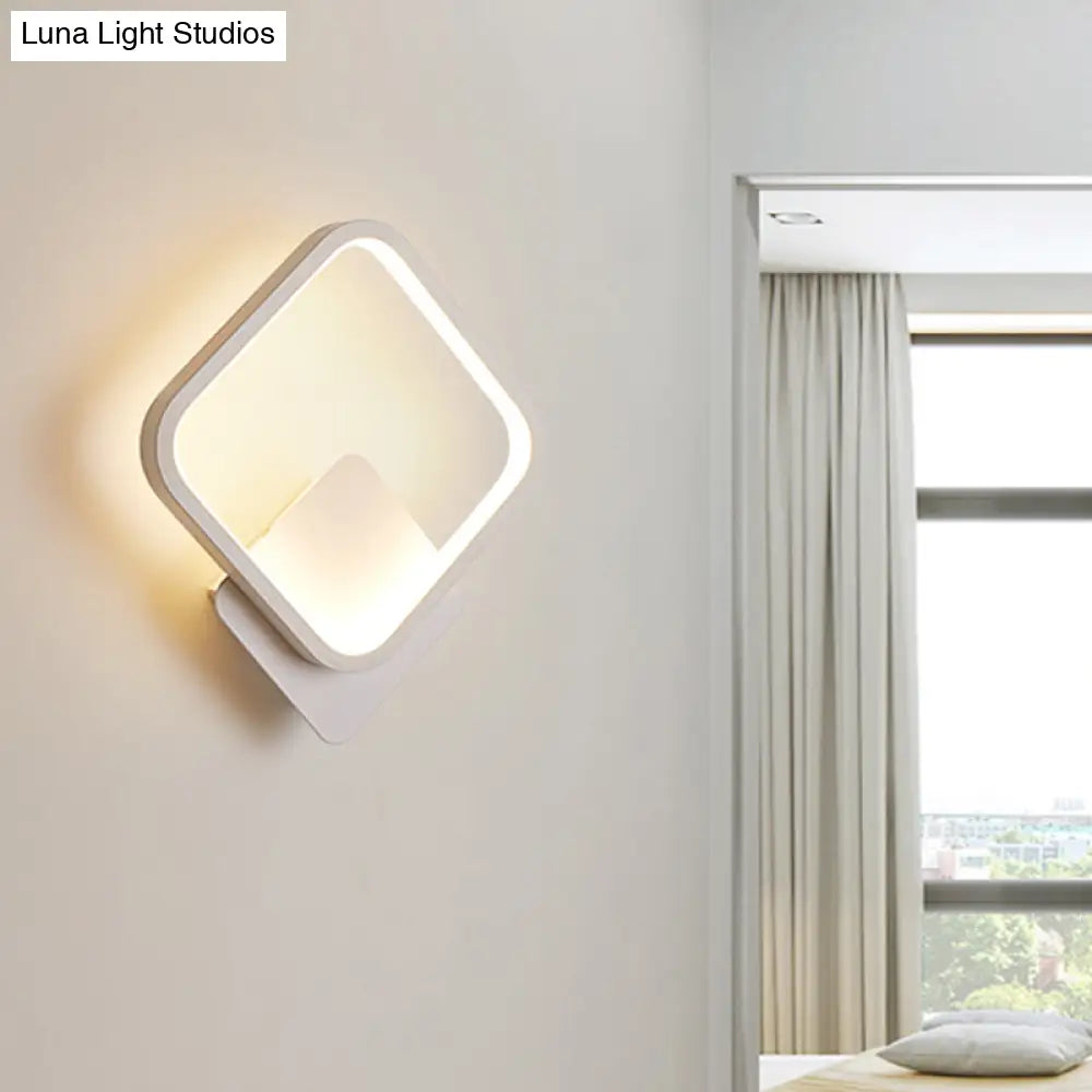 Modern Led Bedside Wall Light - Aluminum Minimalistic Sconce Lighting In Black/White 8/10/12.5 Dia