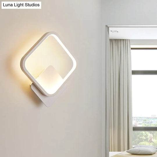 Modern Led Bedside Wall Light - Aluminum Minimalistic Sconce Lighting In Black/White 8/10/12.5 Dia