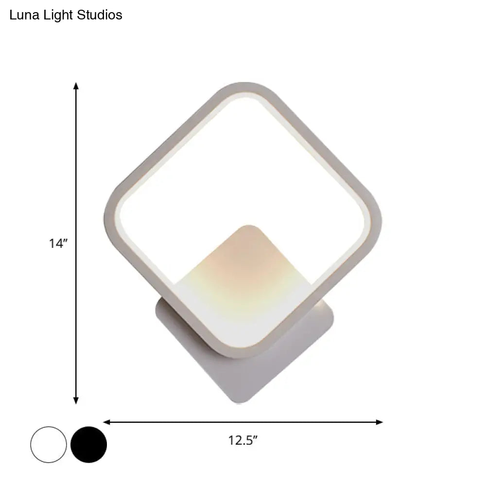 Modern Led Bedside Wall Light - Aluminum Minimalistic Sconce Lighting In Black/White 8/10/12.5 Dia