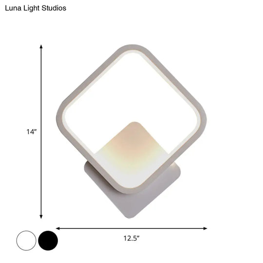 Modern Led Bedside Wall Light - Aluminum Minimalistic Sconce Lighting In Black/White 8/10/12.5 Dia