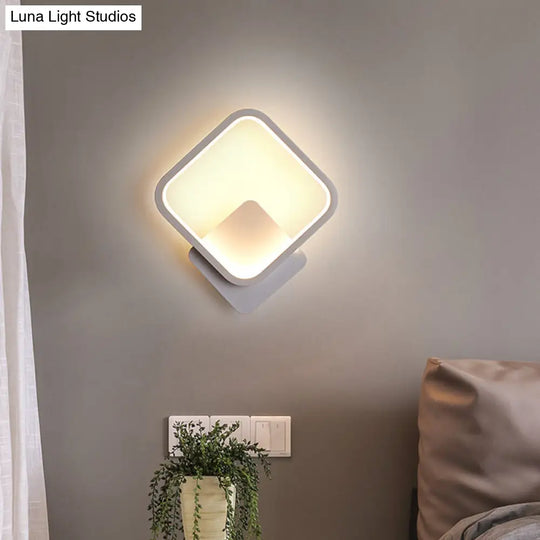 Modern Led Bedside Wall Light - Aluminum Minimalistic Sconce Lighting In Black/White 8/10/12.5 Dia