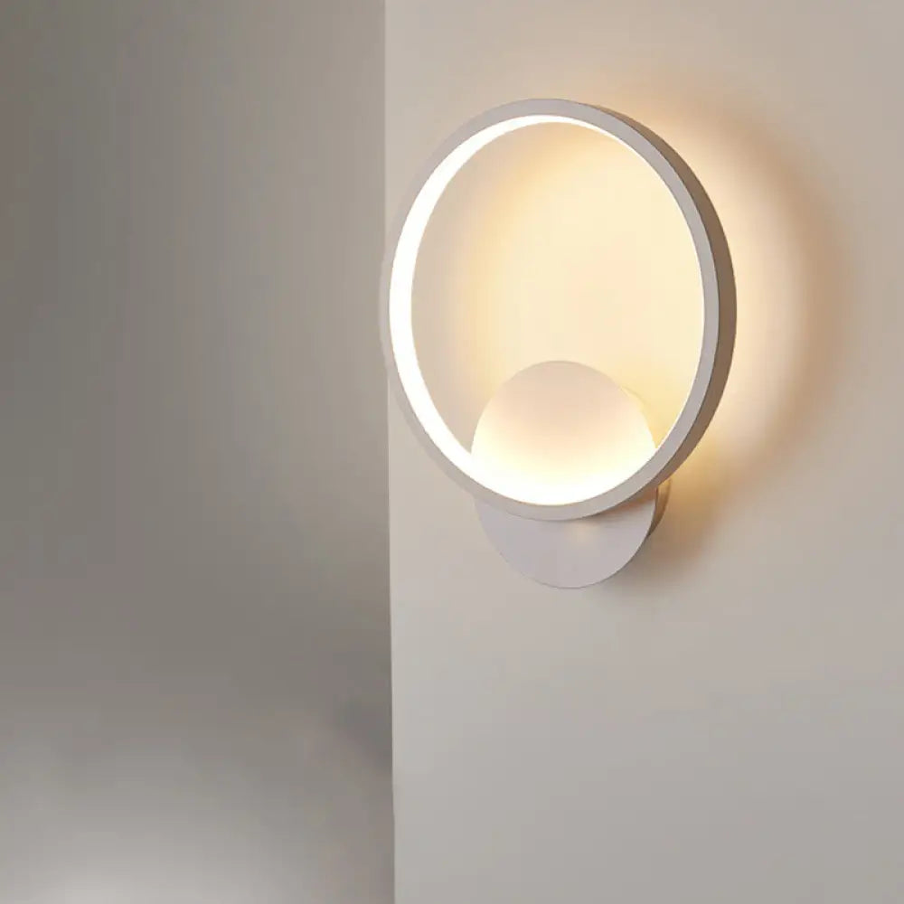 Modern Led Bedside Wall Light - Aluminum Minimalistic Sconce Lighting In Black/White 8/10/12.5 Dia