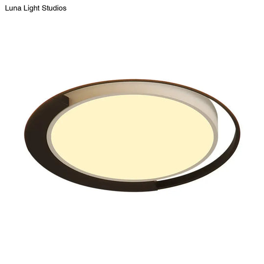 Modern Led Black And White Round Flush Ceiling Lamp With Recessed Diffuser 16/19.5 Wide In