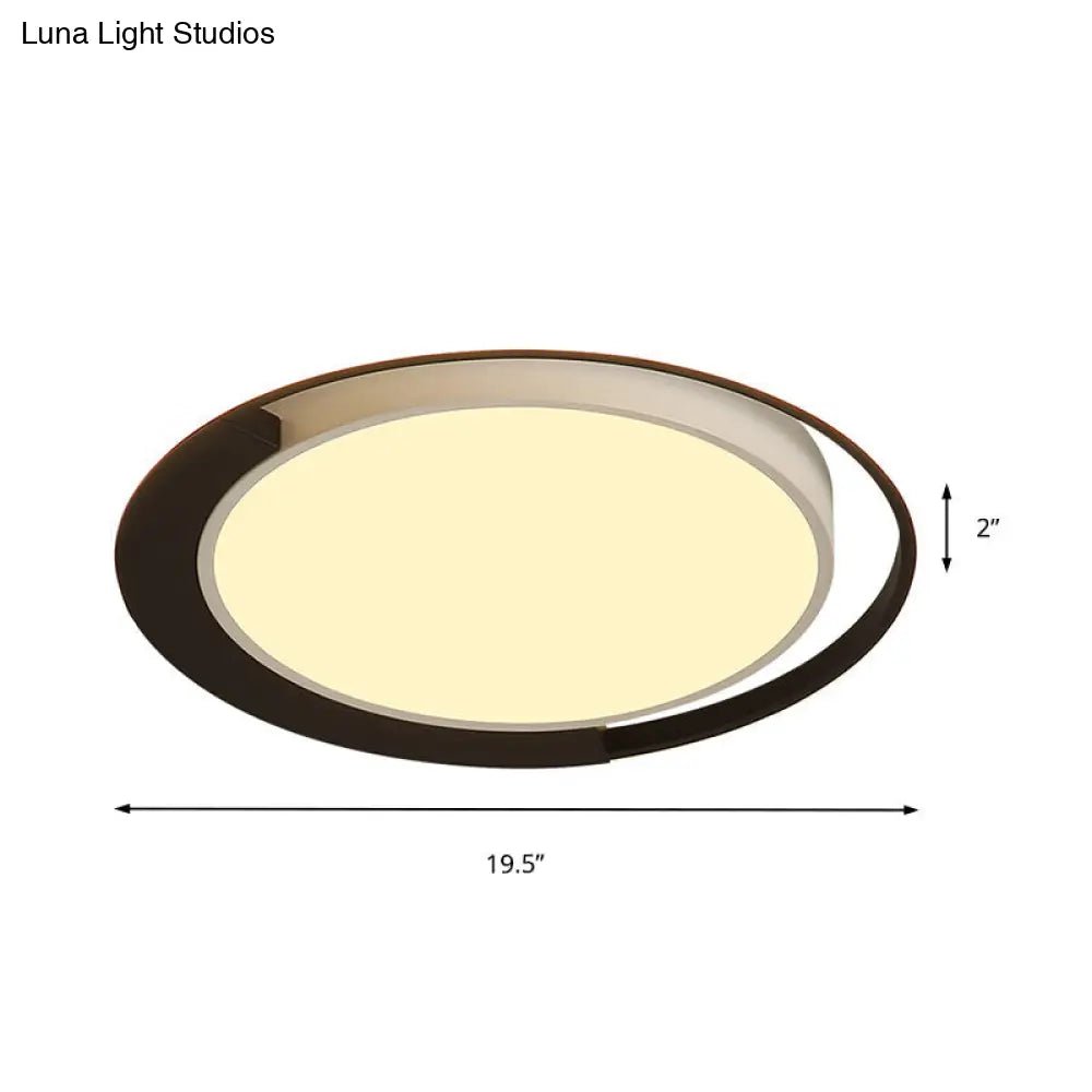 Modern Led Black And White Round Flush Ceiling Lamp With Recessed Diffuser 16/19.5 Wide In