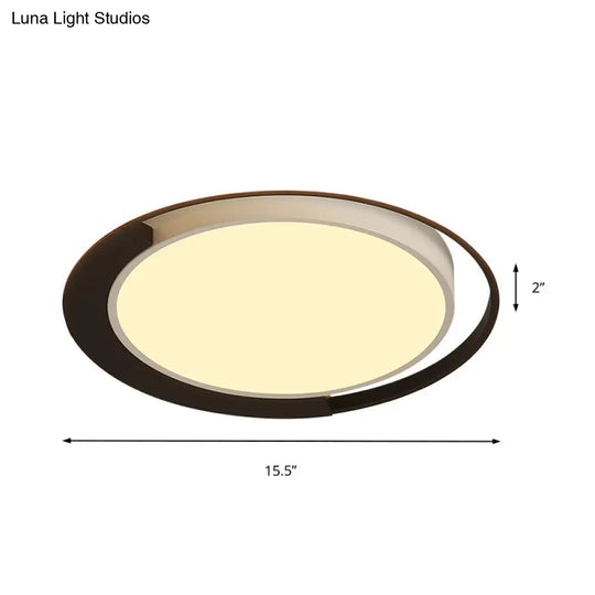 Modern Led Black And White Round Flush Ceiling Lamp With Recessed Diffuser 16/19.5 Wide In