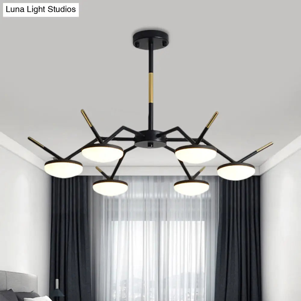 Modern Metal Circle Led Chandelier With Unique Broken Line Arm And Black Ceiling Hang