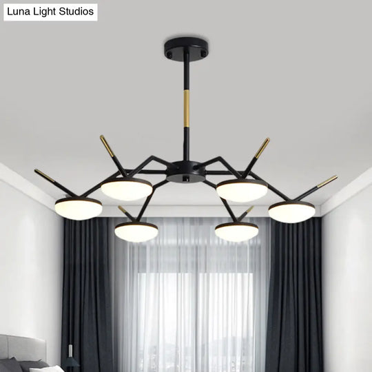 Modern Metal Circle Led Chandelier With Unique Broken Line Arm And Black Ceiling Hang