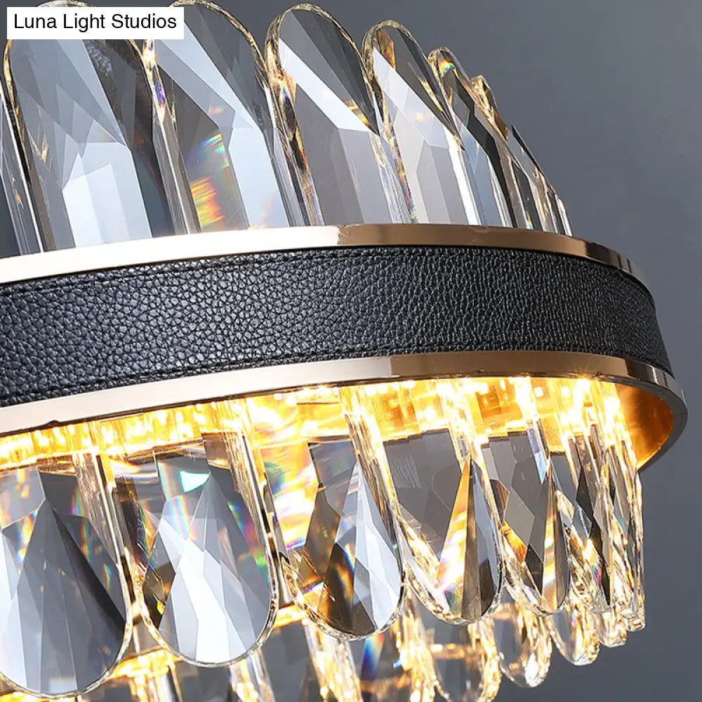 Modern Led Black Crystal Chandelier For Living Room - Stylish Pendant Lighting Fixture