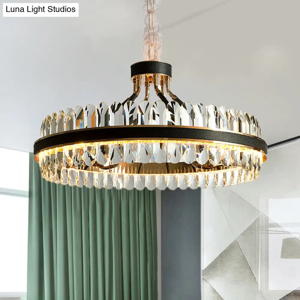 Modern Led Black Crystal Chandelier For Living Room - Stylish Pendant Lighting Fixture