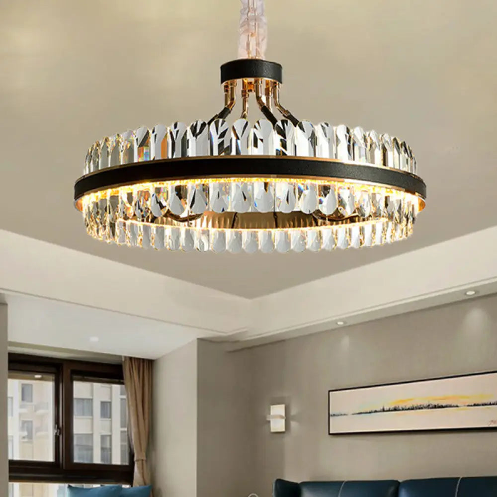 Modern Led Black Crystal Chandelier For Living Room - Stylish Pendant Lighting Fixture