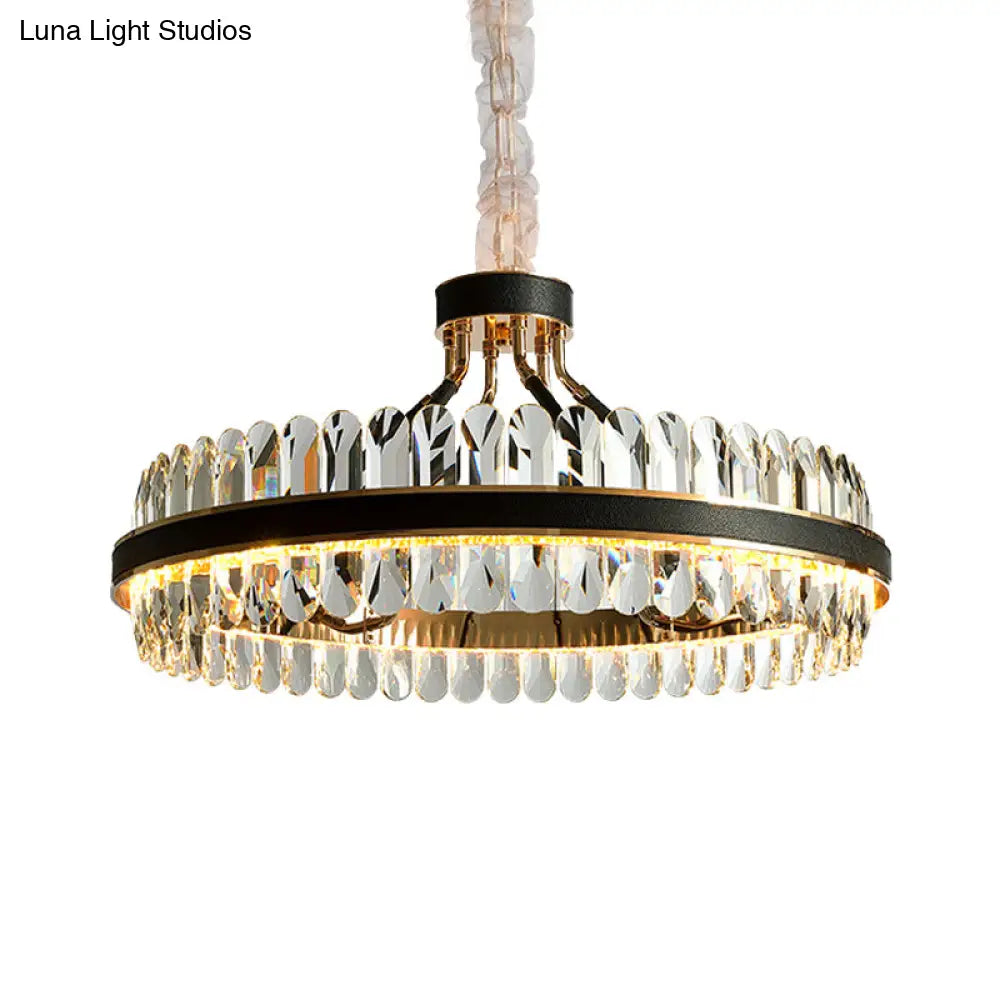 Modern Led Black Crystal Chandelier For Living Room - Stylish Pendant Lighting Fixture