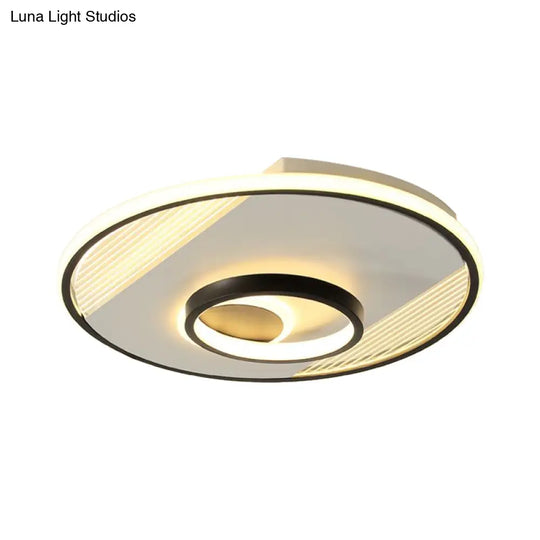 Modern Led Black Flush Mount Round Light Fixture For Bedroom 16.5/20.5 Wide