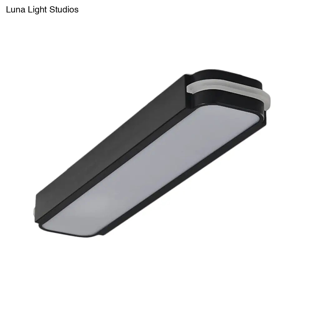 Modern Led Black Flushmount Ceiling Light Fixture - Metallic Rectangle 19’/27’/34.5’ Long White/Warm