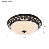Modern Led Black Flushmount Light For Bedroom - Clear Crystal Glass Dome