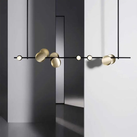 Modern Led Black Metal Chandelier - Circle Dining Room Island Light Fixture / 63