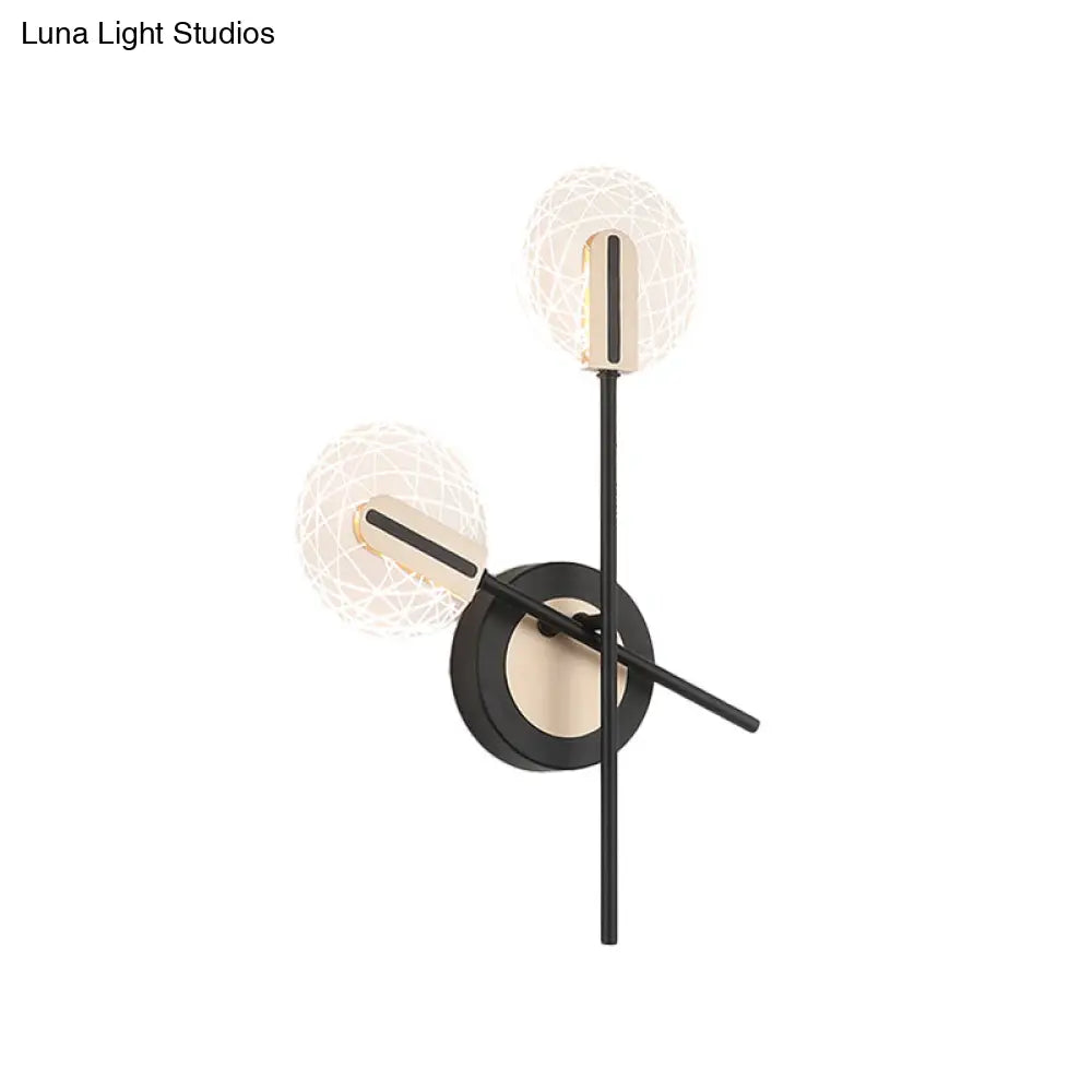 Modern Led Black Rounded Wall Sconce Lighting In Warm/White Light