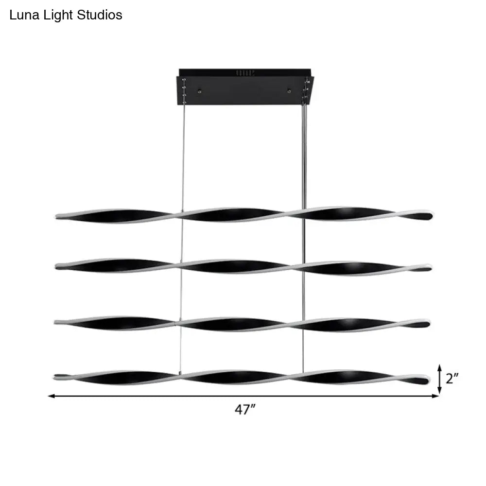 Modern Led Chandelier With Black Acrylic Spiral Pendant Light - Ideal For Dining Room