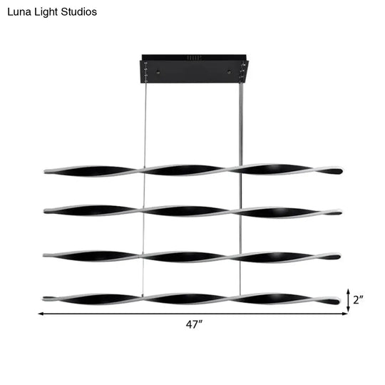 Modern Led Chandelier With Black Acrylic Spiral Pendant Light - Ideal For Dining Room