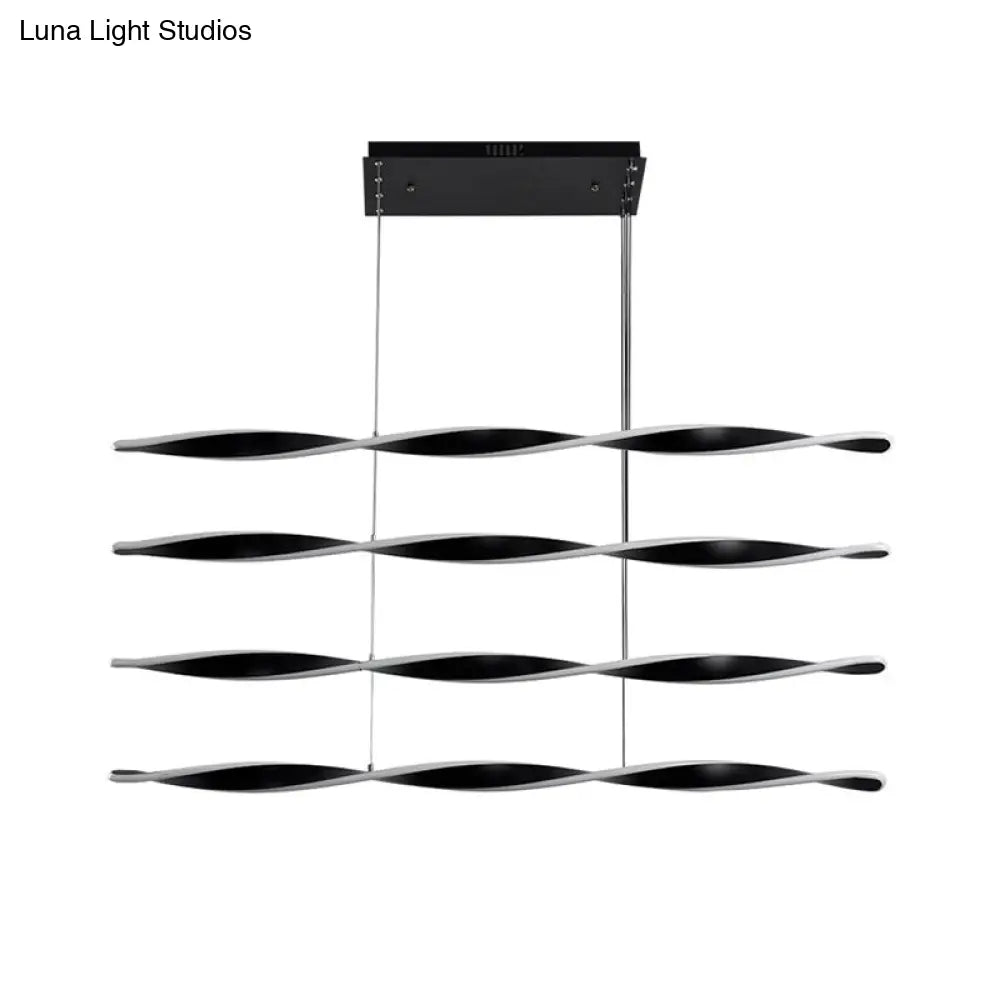 Modern Led Chandelier With Black Acrylic Spiral Pendant Light - Ideal For Dining Room