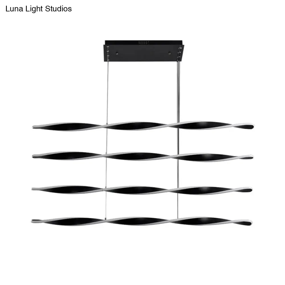 Modern Led Black Spiral Chandelier Pendant Light For Dining Room