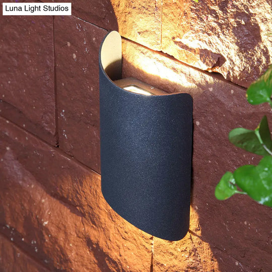 Modern Led Black Wall Sconce Lamp With Metal Shade For Yard