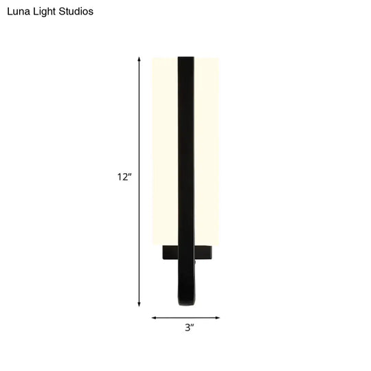 Modern Led Black Wall Sconce Light Fixture For Living Room - Minimalistic Metal Design White/Warm