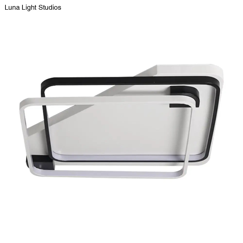 Modern Led Black/White Acrylic Rectangular Ceiling Light - 18’/22’/27.5’ Wide Warm/White Flushmount