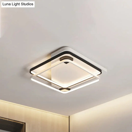 Modern Led Black/White Acrylic Rectangular Ceiling Light - 18/22/27.5 Wide Warm/White Flushmount